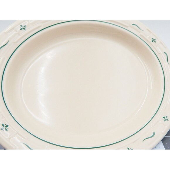 LONGABERGER WOVEN TRADITIONS HERITAGE GREEN OVAL DIVIDED  Longaberger Pottery Woven Traditions Heritage Green Oval Vegetable Serving Dish